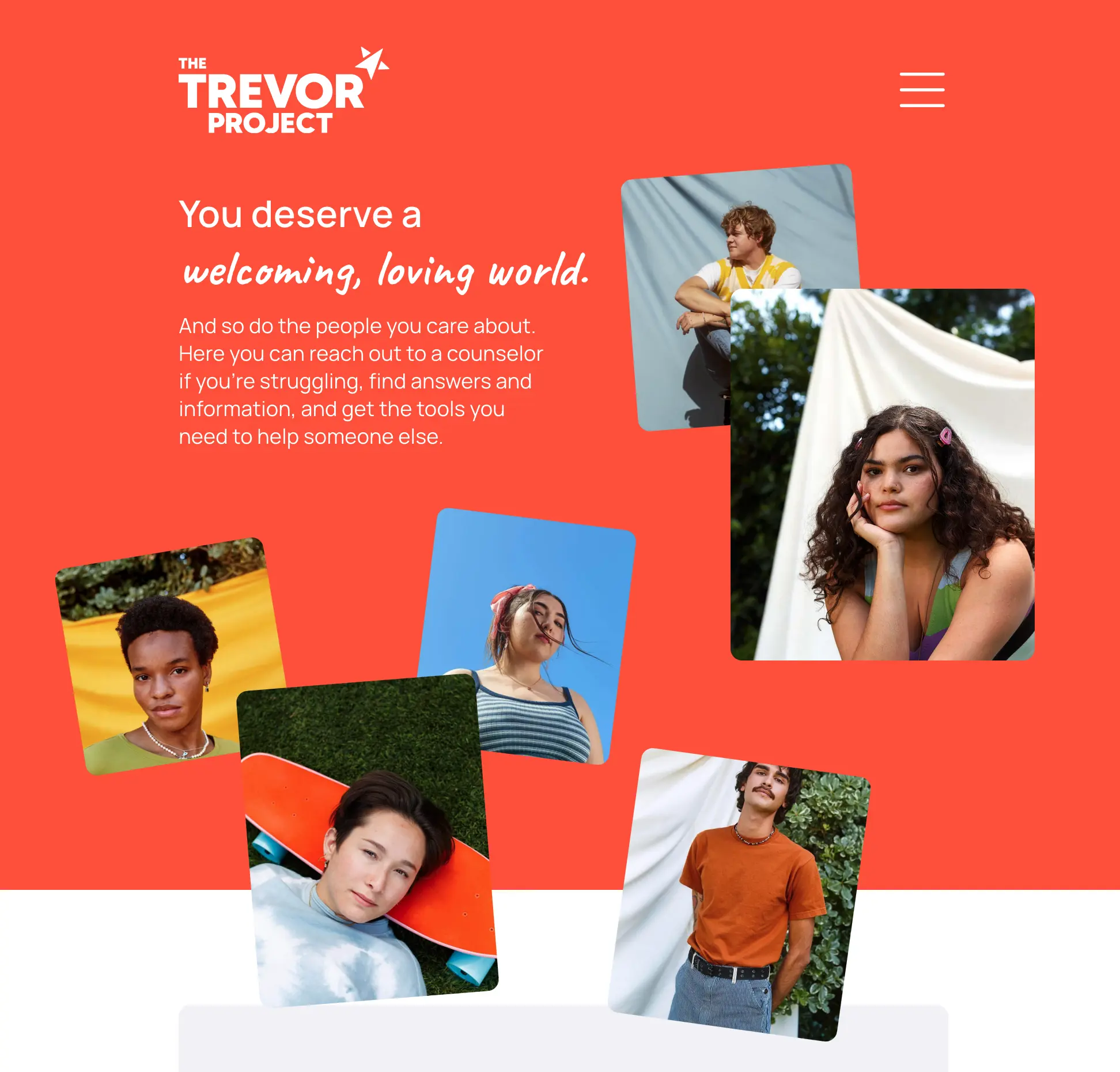 A screenshot of the trevor project